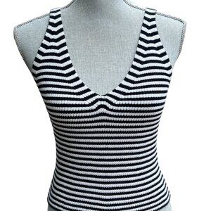 BRANDY MELVILLE 💙 JOHN GALT Black & White Stripe Sweater V-Neck Tank Top